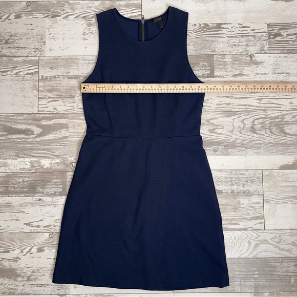J.Crew Navy Sleeveless Textured A-Line Dress Size 6 – Exposed Zipper, Cotton - Picture 9 of 13